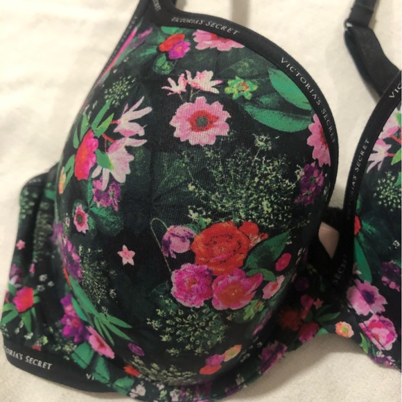 Victoria Secrets floral t shirt full coverage push up bra size 34 DD. - Picture 5 of 13